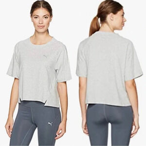 PUMA | Transition T Shirt Half Sleeve Logo Front Slits Gray NWT